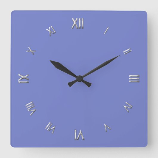 Solid Periwinkle Blue Wall Clock Quadratische Wanduhr (Vorderseite)