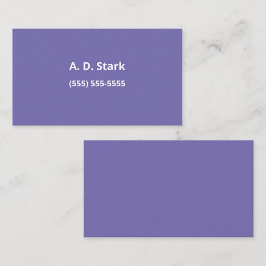 Solid Periwinkle Lila Minimalistische Visitenkarte (Vorne/Hinten)