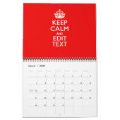 Solid Red 2025 BEHALT CALM und Ihr Text Kalender (Mär 2027)