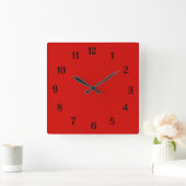 Solid Red Black Numbers Quadratische Wanduhr (Zuhause)