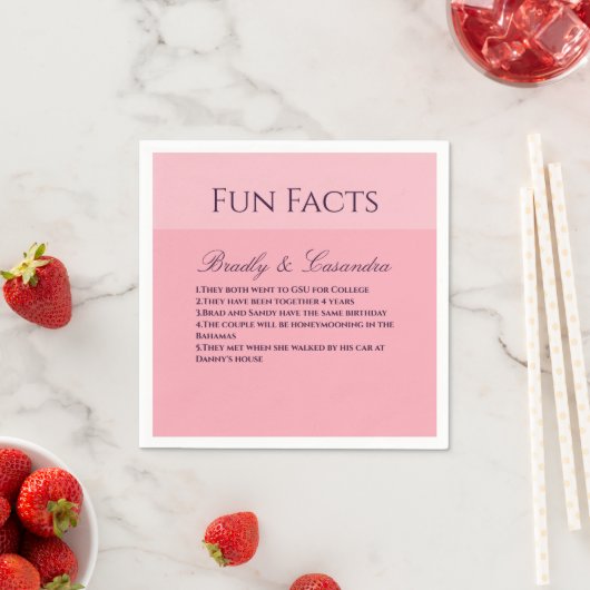 Solid rosa Blush Template Wedding Fun Fakten Napki Serviette (Beispiel)