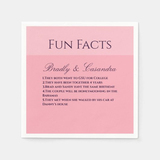 Solid rosa Blush Template Wedding Fun Fakten Napki Serviette (Vorderseite)