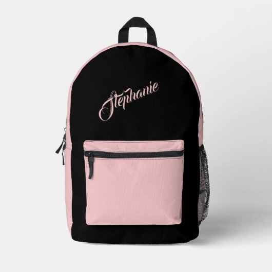 Solid rosa mit Namen Bedruckter Rucksack (Vorderseite)