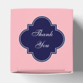 Solid rosa, Navy Blue Ribbon Name Monogram Geschenkschachtel (Oben)