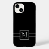 Solid schwarz mit klassisch weißem Monogramm Case-Mate iPhone Hülle (Rückseite)