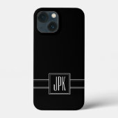 Solid schwarz mit Triple Monogramm Case-Mate iPhone Hülle (Rückseite)
