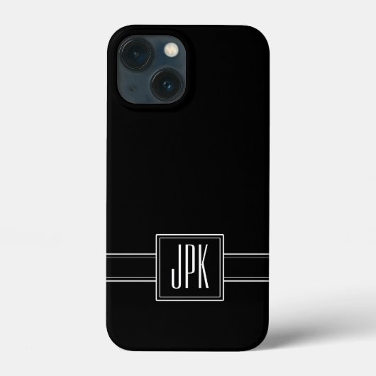 Solid schwarz mit Triple Monogramm Case-Mate iPhone Hülle (Rückseite)