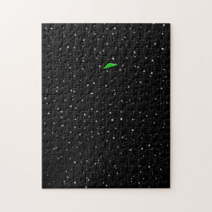Solid Schwarz mit UFO fliegenden Saucer Stars schw Puzzle