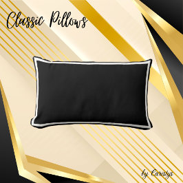 Solid schwarz mit weißem Trimmkissen Lendenkissen