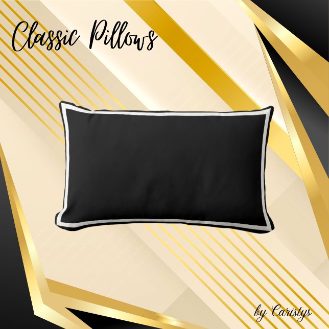 Solid schwarz mit weißem Trimmkissen Lendenkissen (Von Creator hochgeladen)