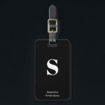 Solid Schwarz-weiß Monogram Name Stilvolle Schreib Gepäckanhänger<br><div class="desc">Solid Schwarz-weiß Monogram Name Stilvolle Schreibmaschine Gepäckmarke für Ihre Reisen und Ihren Urlaub,  passen Sie diese stilvolle Taschenmarke mit Ihrem eigenen Anfangsmonogramm und Namen an.</div>