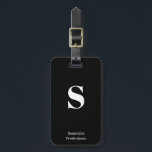 Solid Schwarz-weiß Monogram Name Stilvolle Schreib Gepäckanhänger<br><div class="desc">Solid Schwarz-weiß Monogram Name Stilvolle Schreibmaschine Gepäckmarke für Ihre Reisen und Ihren Urlaub,  passen Sie diese stilvolle Taschenmarke mit Ihrem eigenen Anfangsmonogramm und Namen an.</div>
