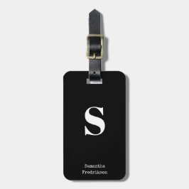 Solid Schwarz-weiß Monogram Name Stilvolle Schreib Gepäckanhänger