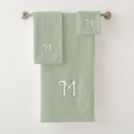 Solid-Seren-Sage-Monogramm Badhandtuch Set