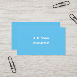 Solid Sky Blue Minimalistisch Business Cards Visitenkarte
