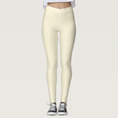 Solid Soft Light Pastel Beige Cream Yellow Color Leggings (Vorderseite)