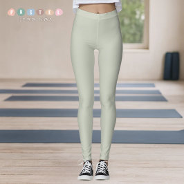 Solid Soft Light Pastel Sage Moss Green Color Leggings