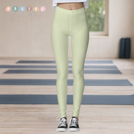 Solid Soft Light Pastel Sage Moss Green Color Leggings