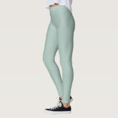 Solid Soft Light Pastel Sage Moss Green Color Leggings (Links)