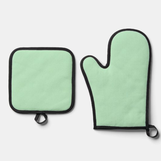 Solid Soft Mint Green Oven Mitt Set (Vorderseite)