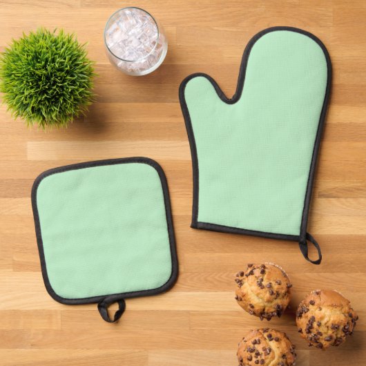 Solid Soft Mint Green Oven Mitt Set (Oben Unten)