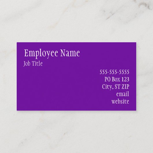 Solid Violet Lila Visitenkarte (Rückseite)