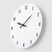 Solid weiß mit schwarzen Zahlen Große Wanduhr (Winkel)