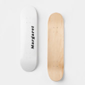 Solid weiße Skateboard mit Ihrem Namen im Stil (Vorderseite)