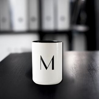  solid white - add  black monogram   zweifarbige tasse