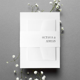 Solid White + Ash Black Lettering Wedding Einladungsbanderole