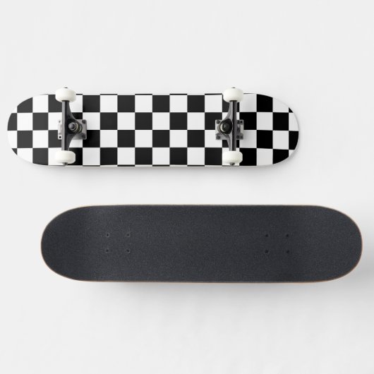Solid White with Black Square Style Skateboard (Horizontal)