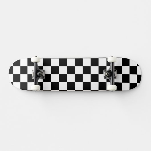 Solid White with Black Square Style Skateboard (Horizontal)