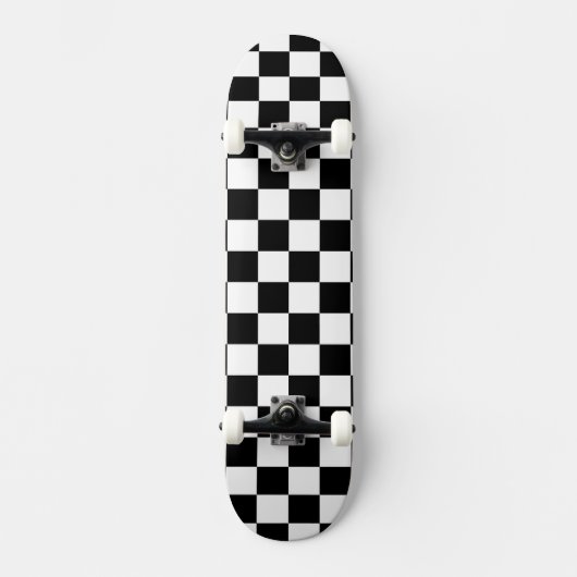 Solid White with Black Square Style Skateboard (Vorderseite)