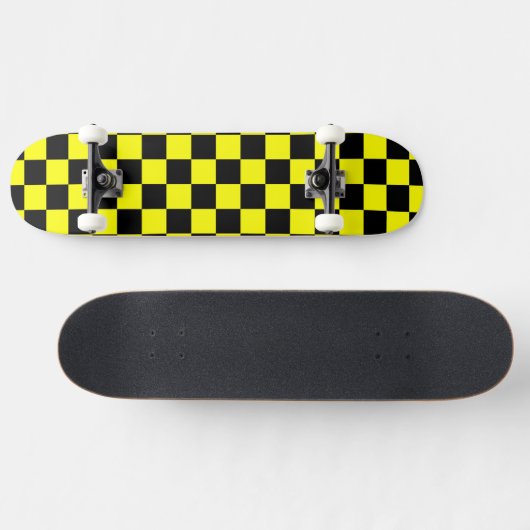 Solid Yellow with Black Square Style Skateboard (Horizontal)