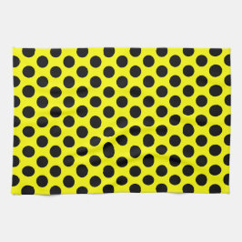 Solid Yellow with Modern Black Dot Style Geschirrtuch