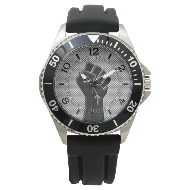 Solidarität Fist Carbon Fibre Decor Style Dial Armbanduhr (Vorderseite)