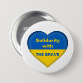 Solidarität Herz der ukrainischen Flagge Button (Vorne & Hinten)