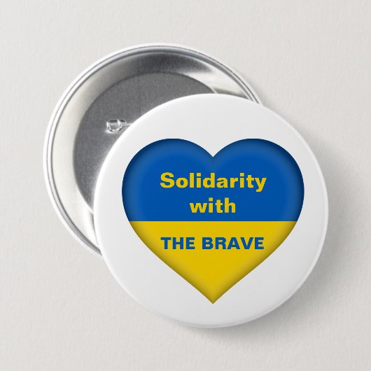 Solidarität Herz der ukrainischen Flagge Button (Vorne & Hinten)