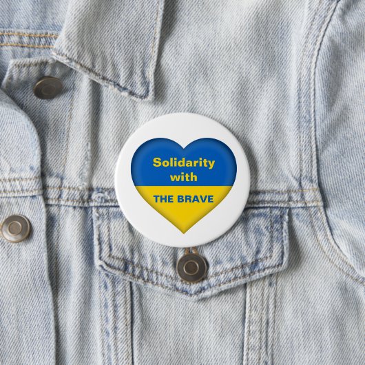 Solidarität Herz der ukrainischen Flagge Button (Beispiel)