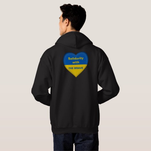 Solidarität Herz der ukrainischen Flagge Hoodie (Schwarz voll)