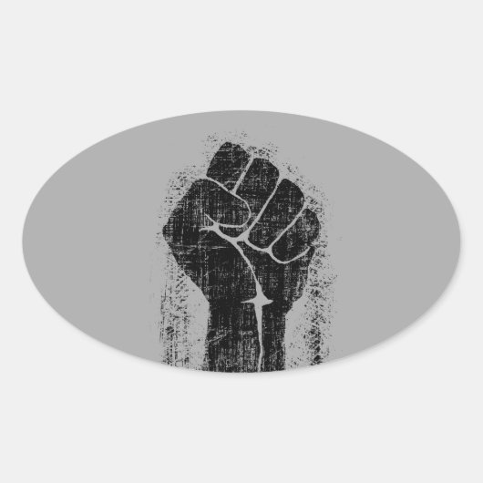 Solidaritätsfaust beängstigender Stil Ovaler Aufkleber (Vorderseite)