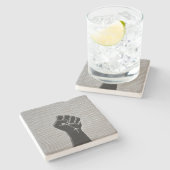 Solidaritätsfaust, Carbon Fiber-Dekorationsstil Steinuntersetzer (Seitenansicht)