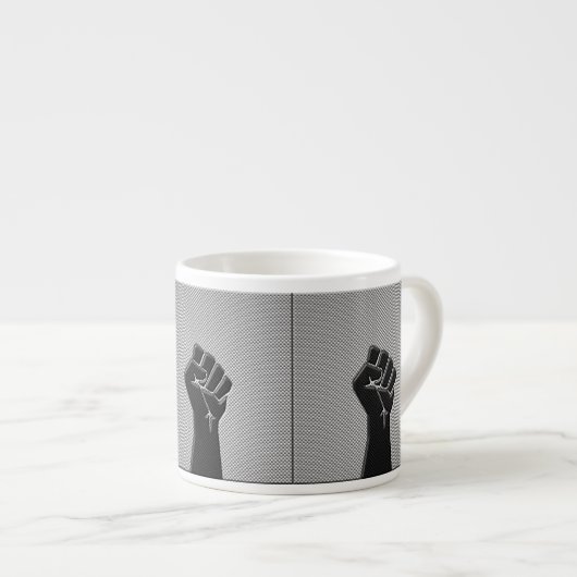 Solidaritätsfaust im Carbon Fibre Style Espressotasse (Vorderseite Rechts)