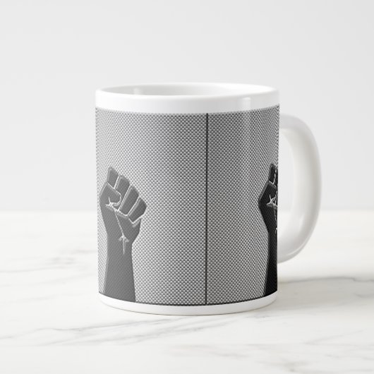 Solidaritätsfaust im Carbon Fibre Style Jumbo-Tasse (Vorderseite Rechts)