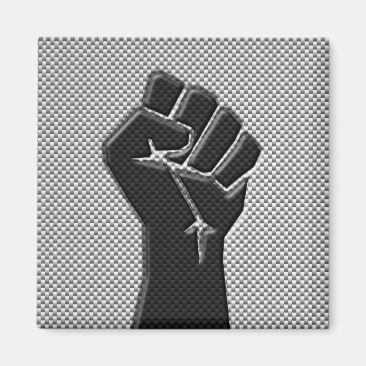 Solidaritätsfaust im Carbon Fibre Style Magnet (Vorne)
