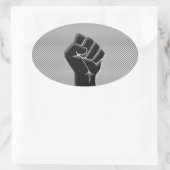Solidaritätsfaust im Carbon Fibre Style Ovaler Aufkleber (Tasche)