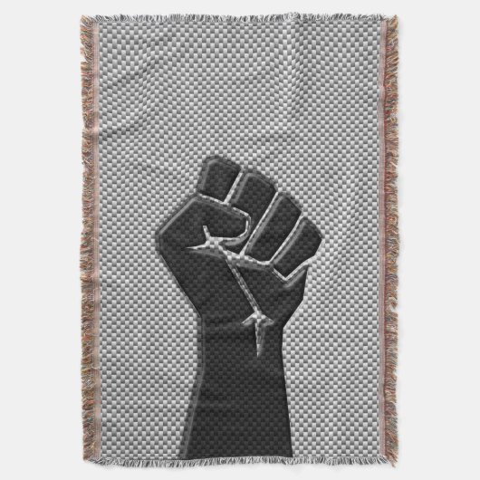 Solidaritätsfaust in Carbon Fibre Print Style Decke (Vorderseite Vertikal)