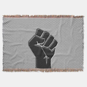 Solidaritätsfaust in Carbon Fibre Print Style Decke