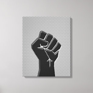 Solidaritätsfaust in Carbon Fibre Print Style Leinwanddruck