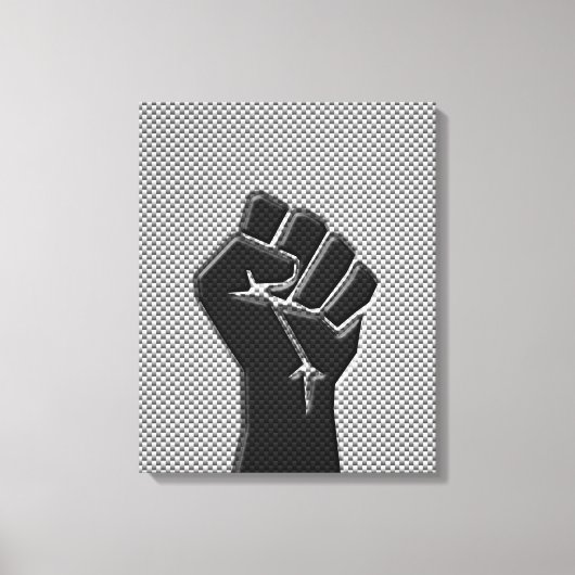 Solidaritätsfaust in Carbon Fibre Print Style Leinwanddruck (Vorderseite)